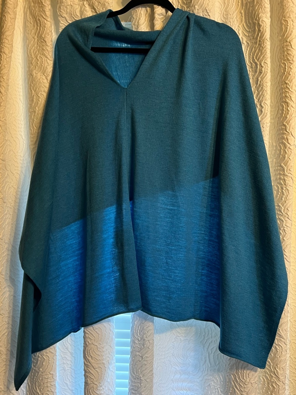 Women's blue V-Neck Poncho Sweater